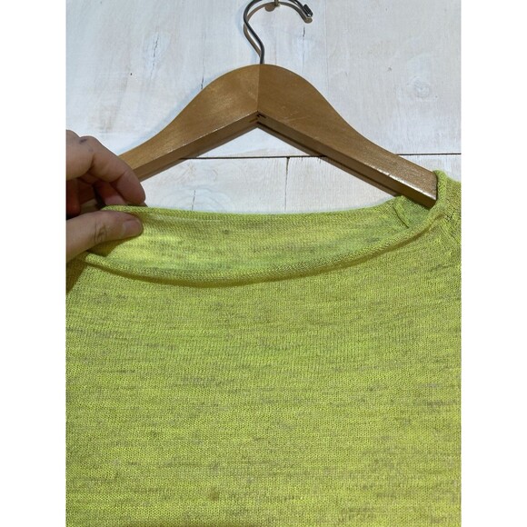 Roberto Collina Italian Luxury Fine Knit Linen Blend Sweater Bright Green Small - Picture 4 of 11